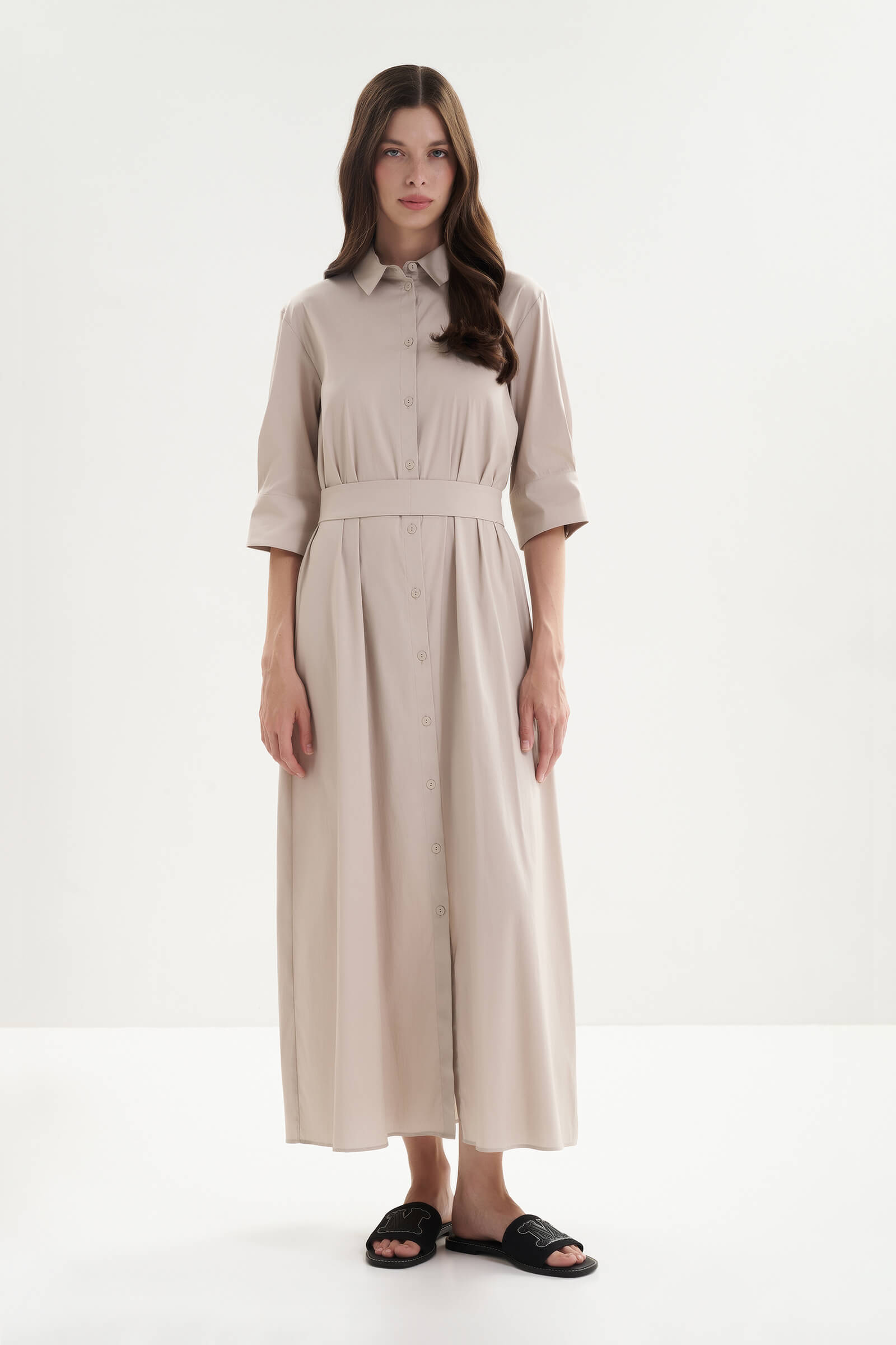 Кожаные шлепанцы с логотипом Бренд Max Mara