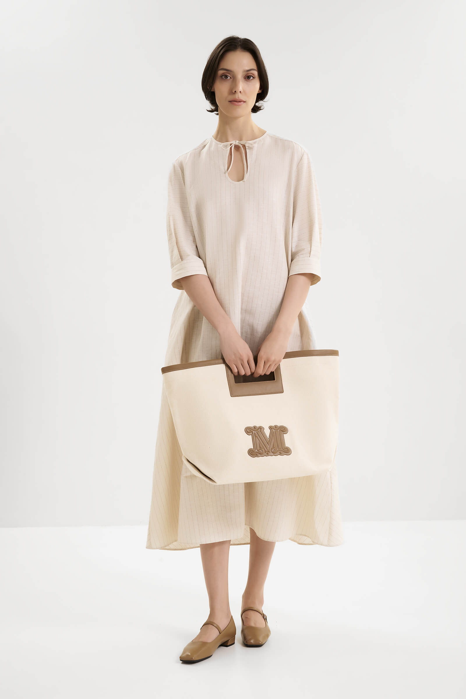 Сумка из хлопковой канвы с кожаной отделкой Бренд Max Mara