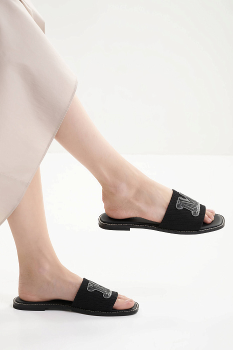 Кожаные шлепанцы с логотипом Бренд Max Mara
